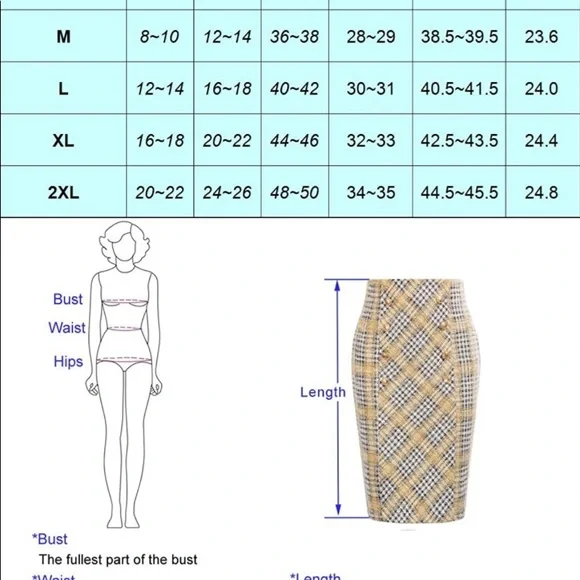 Belle Poque Women's Tweed Skirt Stretchy Business Pencil Skirt Double Breasted - Picture 5 of 8